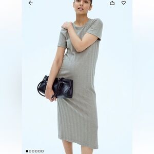 H&M Mama Ribbed Knit Midi Dress